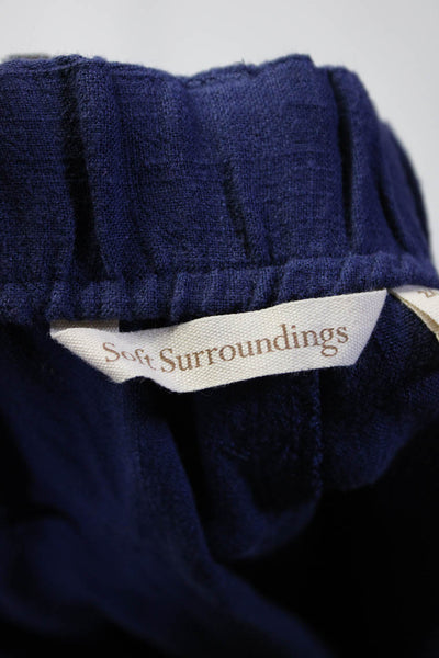 Soft Surroundings Women's Linen Blend Flat Front Belted Shorts Blue Size 2X