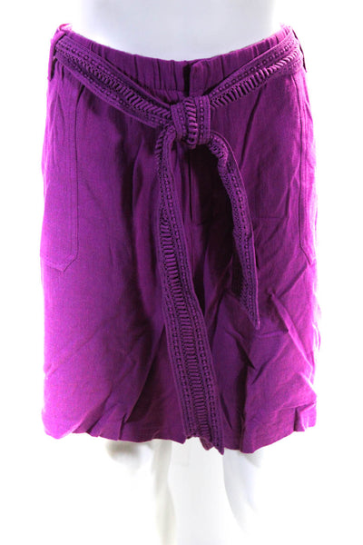 Soft Surroundings Women's Belted Flat Front Casual Shorts Purple Size 2X