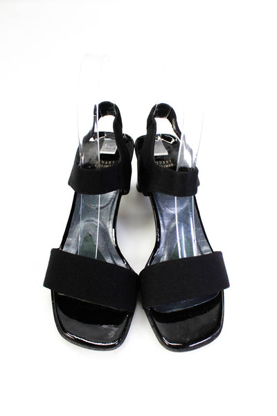 Stuart Weitzman Womens Ankle Strap Patent Leather High Heel Sandals Black Size 6