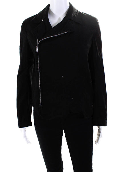 Black Comme Des Garcons Womens Front Zip Collared Jacket Black Cotton Small