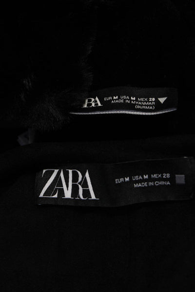 Zara Womens Coat Black Open Front Sleeveless Vest Top Size M Lot 2