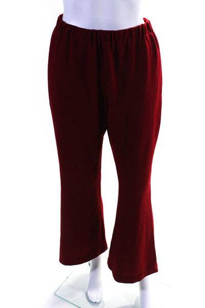 Shannon Mclean Womens High Rise Flare Leg Knit Pants Red Cotton Size Medium