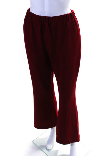 Shannon Mclean Womens High Rise Flare Leg Knit Pants Red Cotton Size Medium