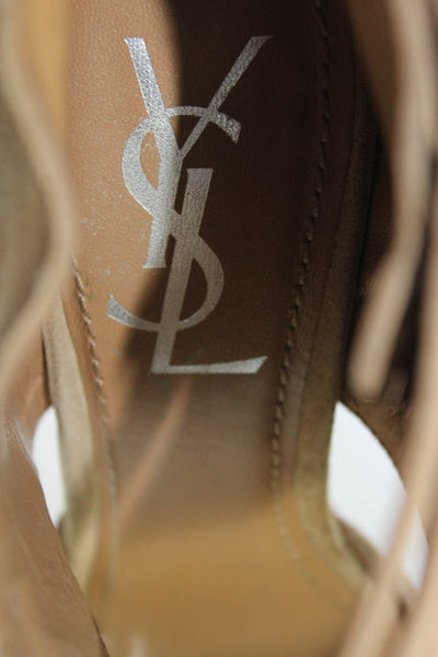 Yves Saint Laurent Womens Ankle Cuff Stiletto Sandals Beige Suede Size 36 6 C