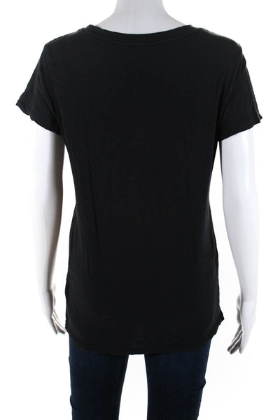 Alternative Womens Solid Cotton Distressed Short Sleeve T-Shirt Gray Size Medium