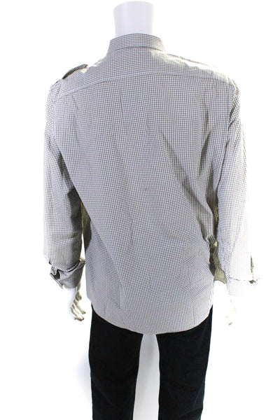 Michael Kors Men's Checkered Long Sleeve Button Down Shirt Beige Size XL