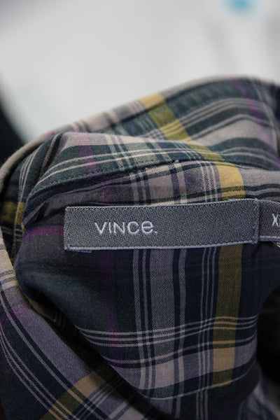 Vince Men's Plaid Cotton Long Sleeve Button Down Shirt Multicolor Size XL