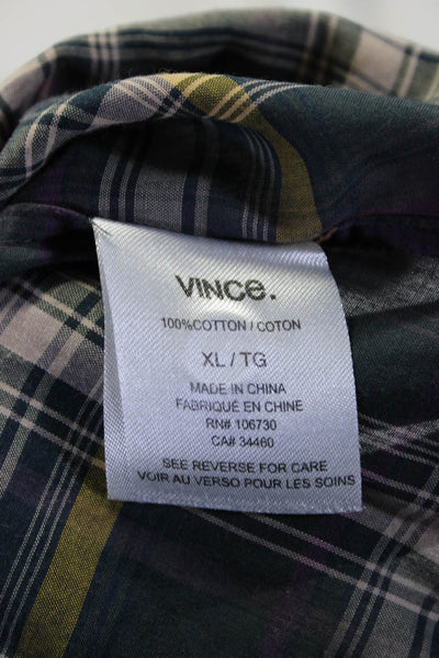 Vince Men's Plaid Cotton Long Sleeve Button Down Shirt Multicolor Size XL