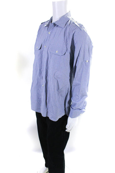 Michael Kors Men's Cotton Tailored Fit Striped Button Down Shirt Blue Size XL