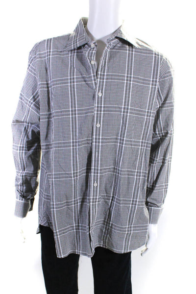 Michael Kors Men's Classic Fit Checkered Button Down Shirt Black White Size XL