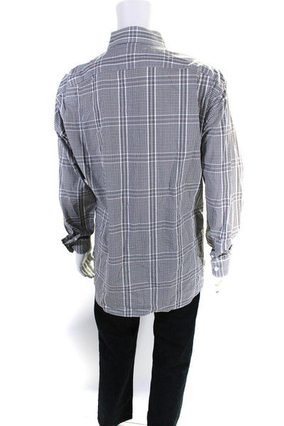 Michael Kors Men's Classic Fit Checkered Button Down Shirt Black White Size XL