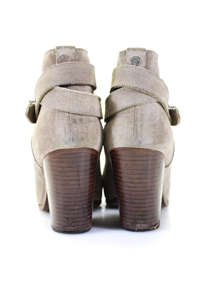 Rag & Bone Womens Suede Strappy High Heels Ankle Boots Gray Size 8.5