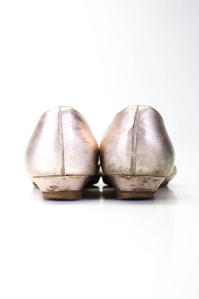 Loeffler Randall Womens Leather Peep Toe Slip On Ballet Flats Pink Size 9