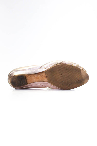 Loeffler Randall Womens Leather Peep Toe Slip On Ballet Flats Pink Size 9