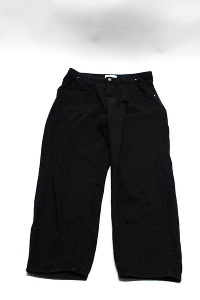 MNG Denim Womens Solid High Waist Distressed Raw Hem Jeans Black Size 8/10 Lot 2