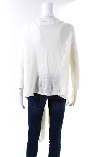 Calypso Womens Open Front Quarter Sleeve High Low Cardigan Sweater White Size M