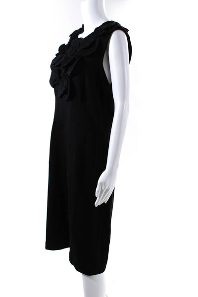 Bradley Mischka Womens Floral Accent Short Sleeve A Line Dress Black Size 12