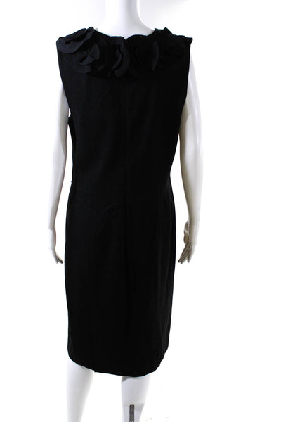 Bradley Mischka Womens Floral Accent Short Sleeve A Line Dress Black Size 12