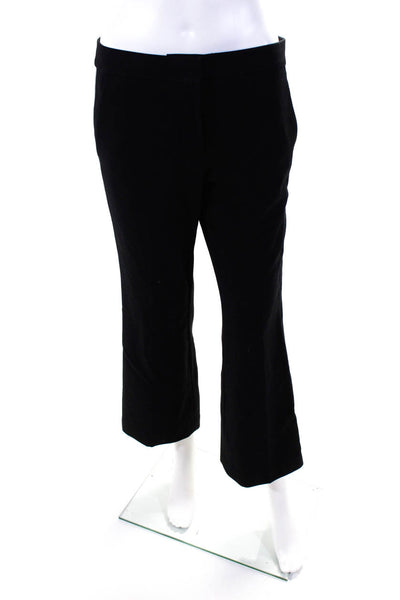 Tibi Womens Zipper Fly Striped Trim Pleated Flare Leg Pants Black White Size 4