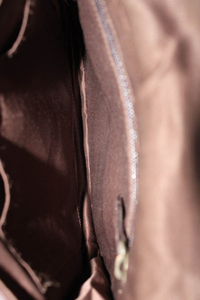 Andrew Marc Womens Brown Leather Flap Buckle Satchel Bag Handbag