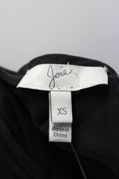 Joie Women's Silk Scoop Neck Cold Shoulder Drop Waist Mini Dress Black Size XS