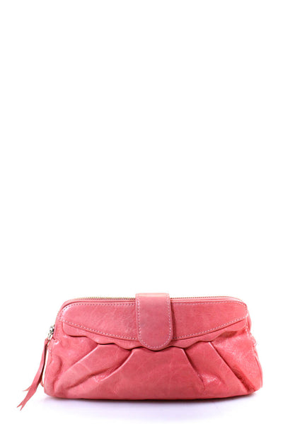 Lauren Merkin Women's Leather Zip Clutch Handbag Pink