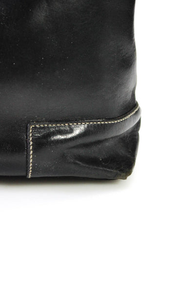 Lambertson Truex Womens Double Handle Large Tote Handbag Black Leather