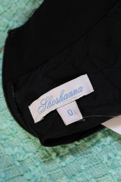 Shoshanna Womens Back Zip Short Sleeve Abstract Silk Dress White Green Black 0