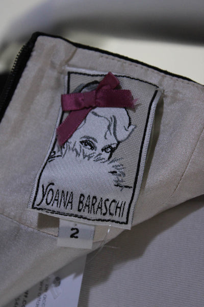 Yoana Baraschi Womens Back Zip Knee Length Pencil Skirt Black White Size 2