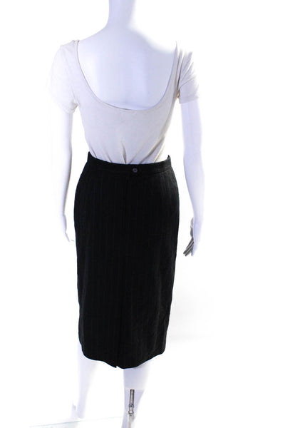 Ralph Lauren Blue Label Womens Side Zip Vertical Stripe Skirt Gray Wool Size 4