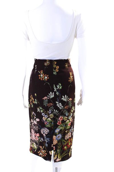 Catherine Catherine Malandrino Womens Side Zip Floral Pencil Skirt Maroon Size 6