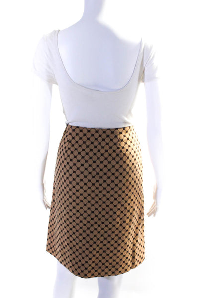 Tocca Womens Side Zip Knee Length Geometric Pencil Skirt Brown Wool Size 4