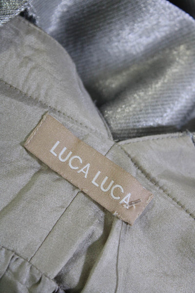 Luca Luca Womens Empire Waist Rhinestone Strap Zippered Dress Silver Tone Size L