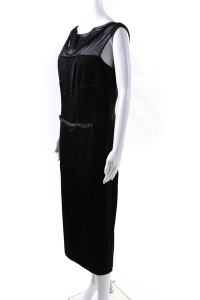 Rachel Roy Womens Mesh Cowl Neck Belt Pencil Dress Black Silver Tone Size 10