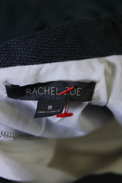 Rachel Zoe Womens Back Zip Scoop Neck Striped Dress White Navy Blue Size 8