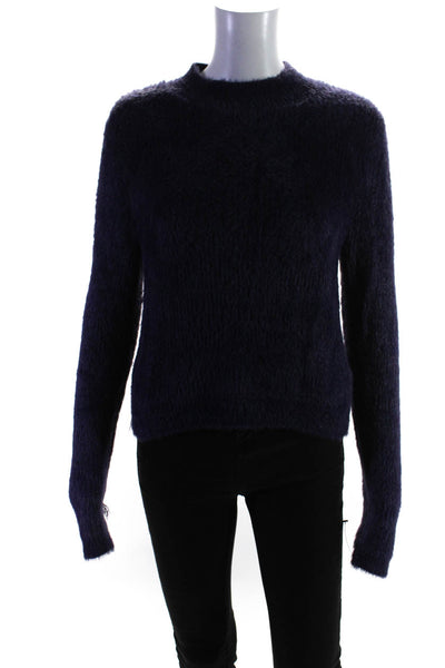 Paris Atelier + Other Stories Womens Fuzzy Mock Neck Sweater Purple Size Small