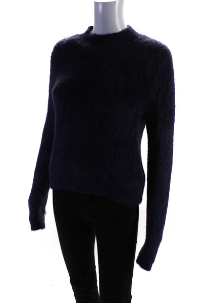 Paris Atelier + Other Stories Womens Fuzzy Mock Neck Sweater Purple Size Small