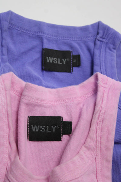 WSLY Womens Knit Tank Tops Tees Pink Size L M Lot 2