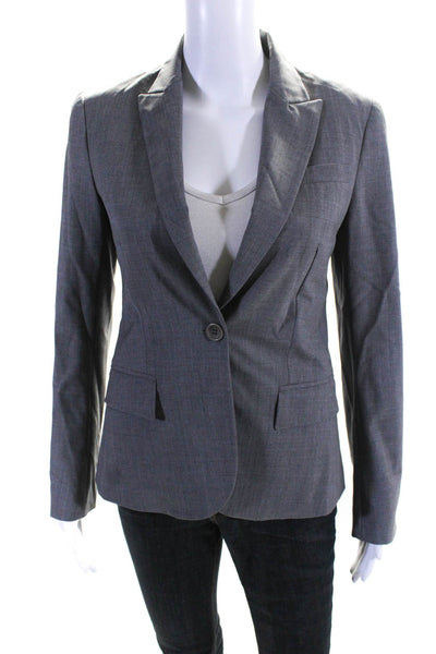 Theory Womens One Button Collared Lapel Slim Fit Regular Blazer Gray Size 2