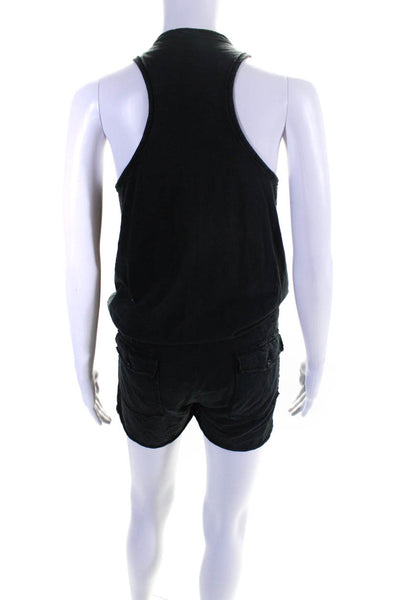 Michael Stars Womens Racerback Round Neck Tank Top Shorts Romper Charcoal Size 1