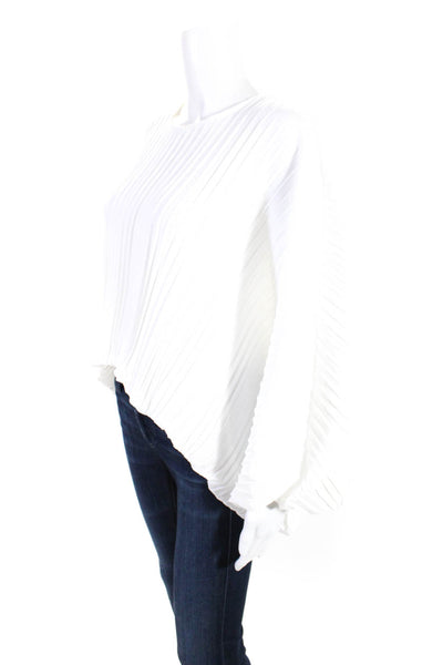 M Paris Womens Pleated Smocked Waist Dolman Sleeve Blouse Top White Size M