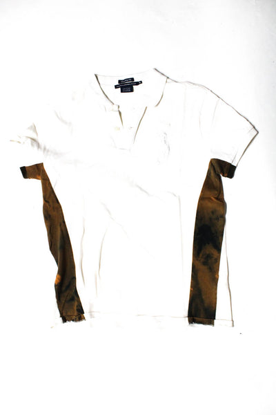 Ralph Lauren Golf Womens White Brown Color Block Polo Shirt Size M Lot 2