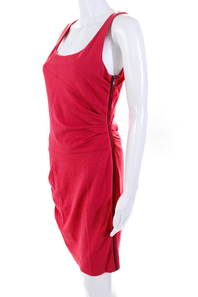 Cynthia Steffe Womens Ruched Side Zipped Scoop Neck Sheath Dress Red Size 2