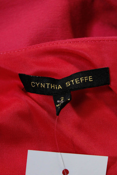 Cynthia Steffe Womens Ruched Side Zipped Scoop Neck Sheath Dress Red Size 2
