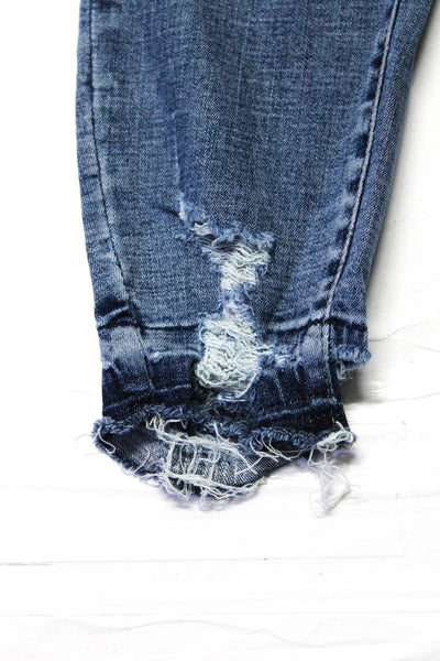 Pistola Womens High Rise Distressed Ankle Fringe Skinny Jeans Blue 27 28 Lot 2
