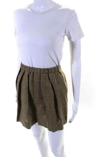 Maje Womens Linen Pleated A Line Mini Skirt Brown Size 2