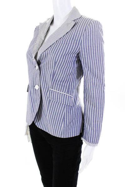 Rag & Bone Womens Striped Light Jacket Blue Cotton Size 0