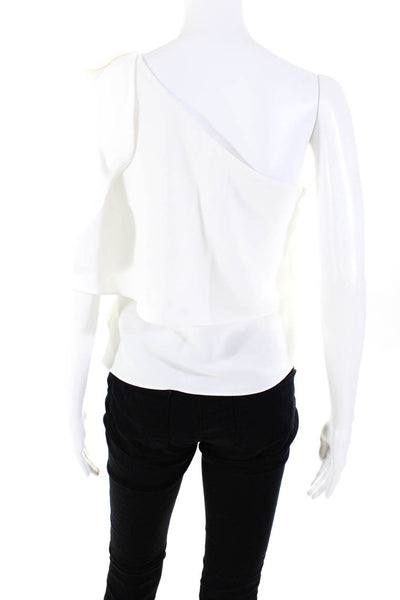 Intermix Womens Ruffled One Shoulder Layered Blouse Top White Size P