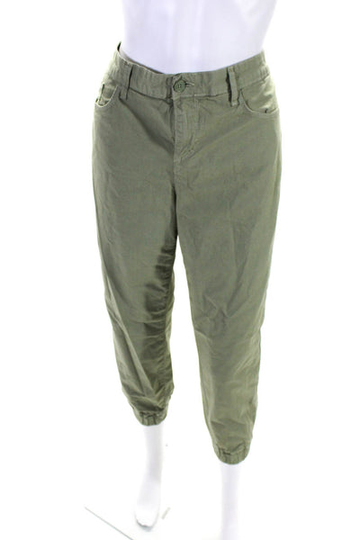 L'Agence Womens Cotton Ruched Buttoned Tapered Jogger Pants Green Size EUR29