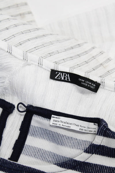 Zara Womens Striped Back Keyhole Tied Pullover Dresses Navy Size S M Lot 2